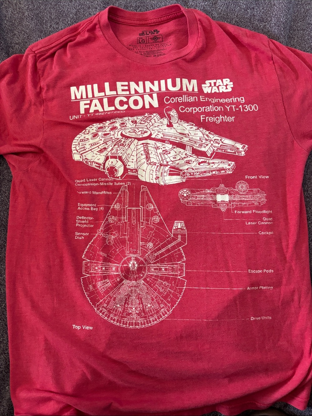 Star Wars Millennium Falcon Tee - Red with White Graphic